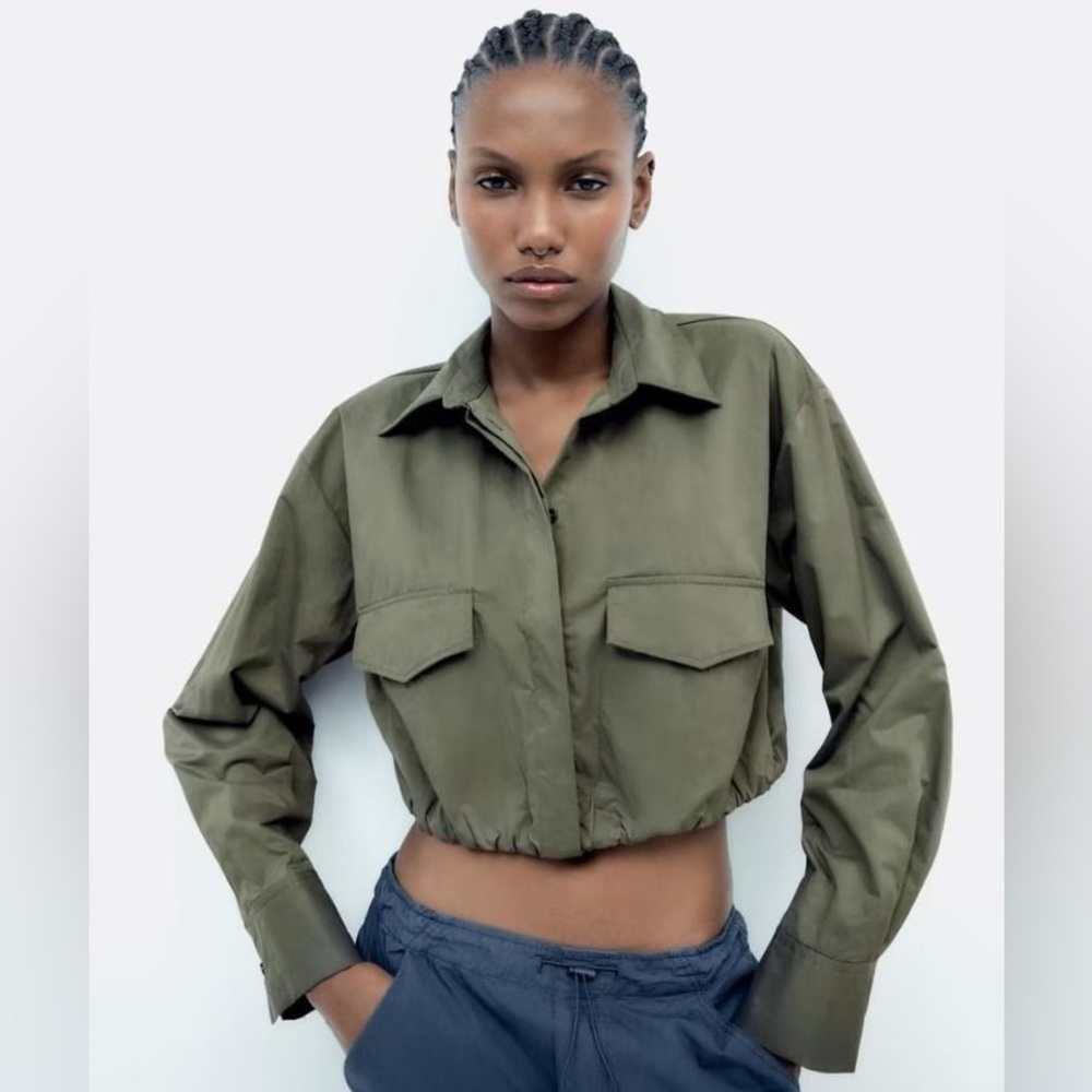 Zara Cropped Shirt With Pockets